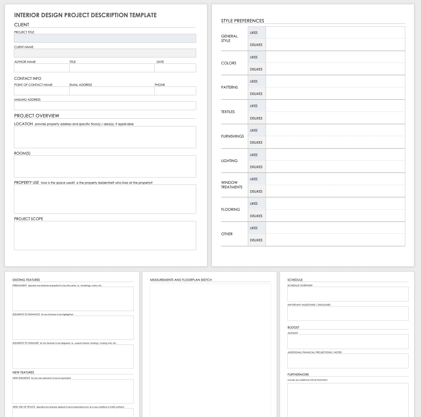 Interior Design Project Description Template