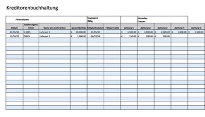 Accounts Payable Ledger Template German