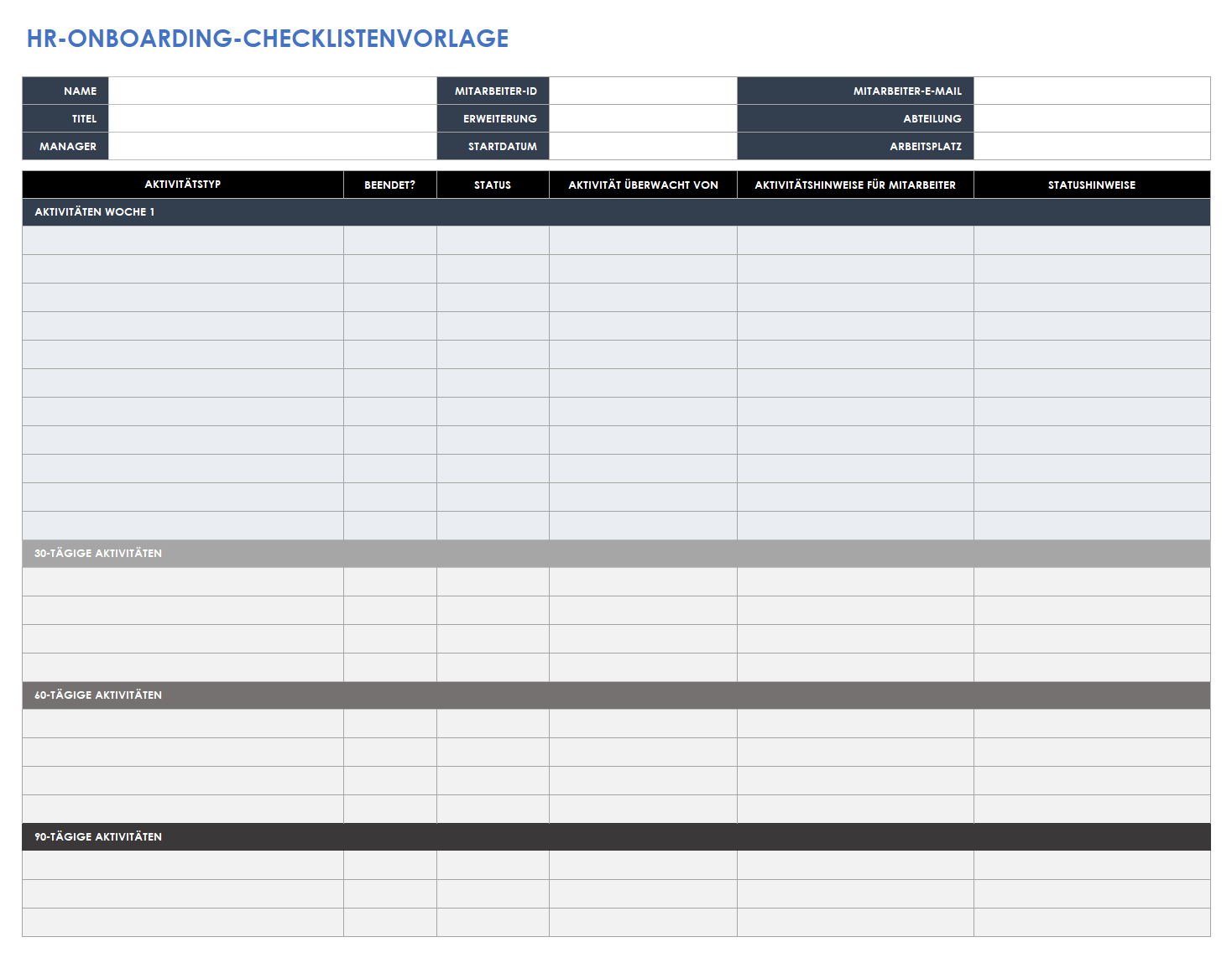  Vorlage für die HR-Onboarding-Checkliste