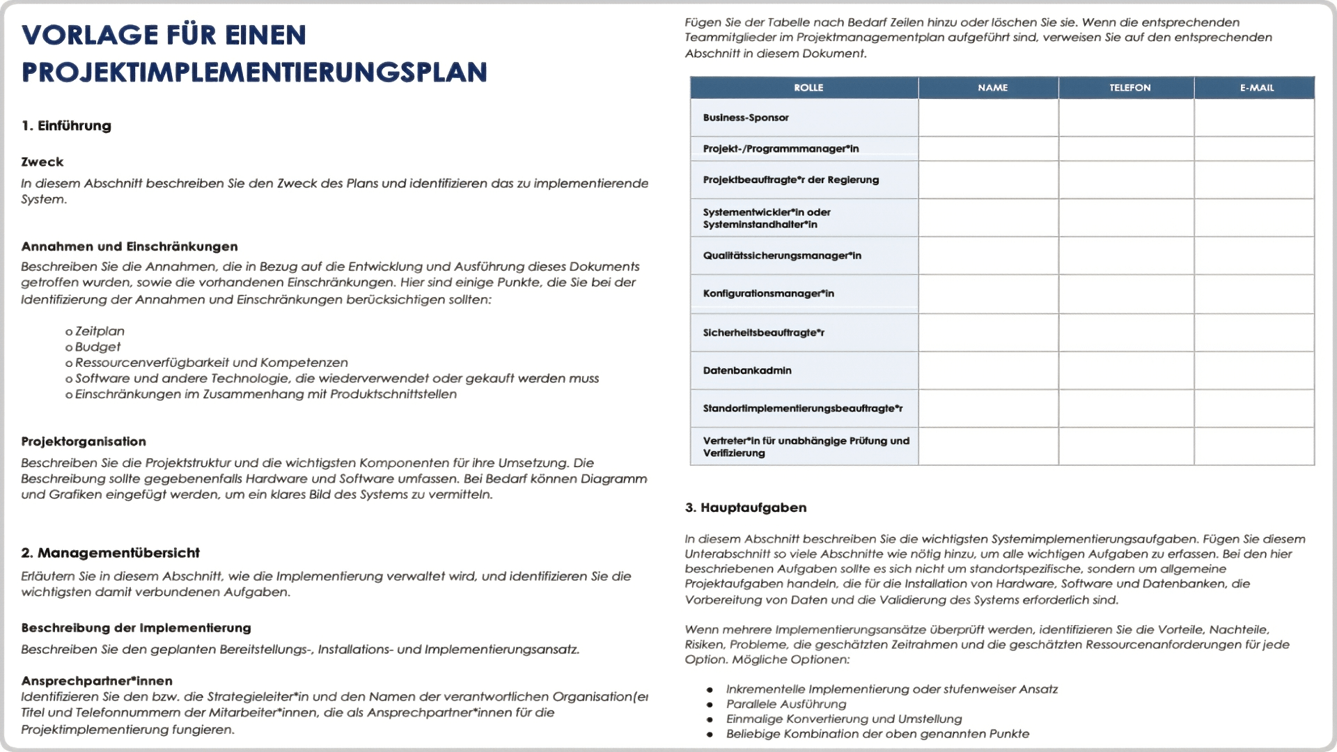  Word-Vorlage für Projektumsetzungsplan