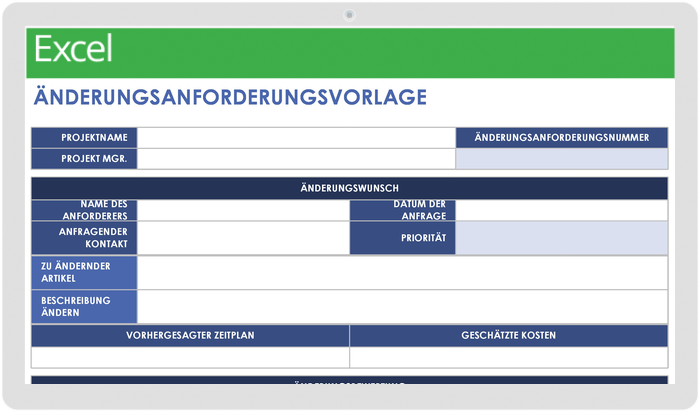 Antragsvorlage ändern