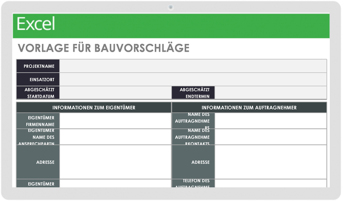 Vorlage für Bauvorschläge