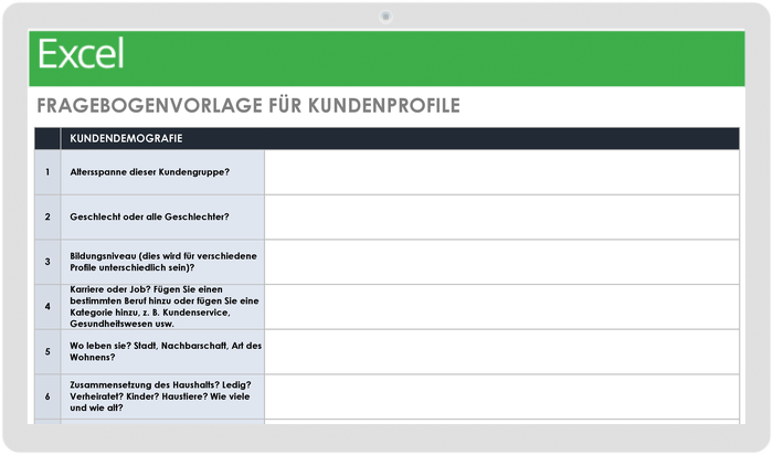 Kundenprofil-Fragebogenvorlage