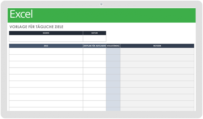  Vorlage für tägliche Ziele