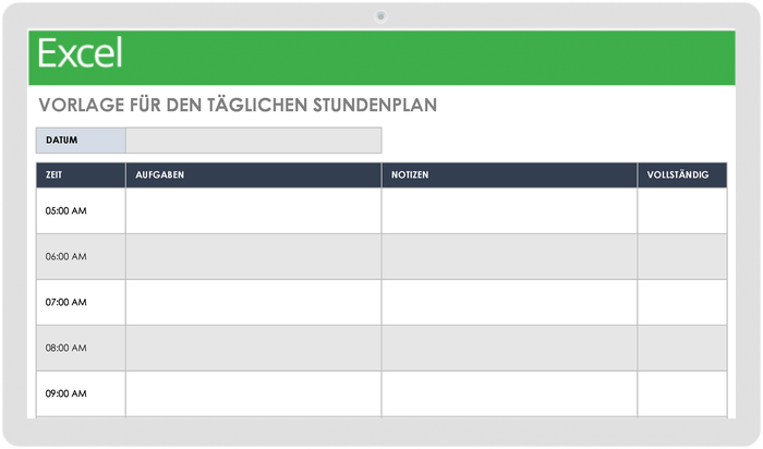 Tägliche Stundenplanvorlage