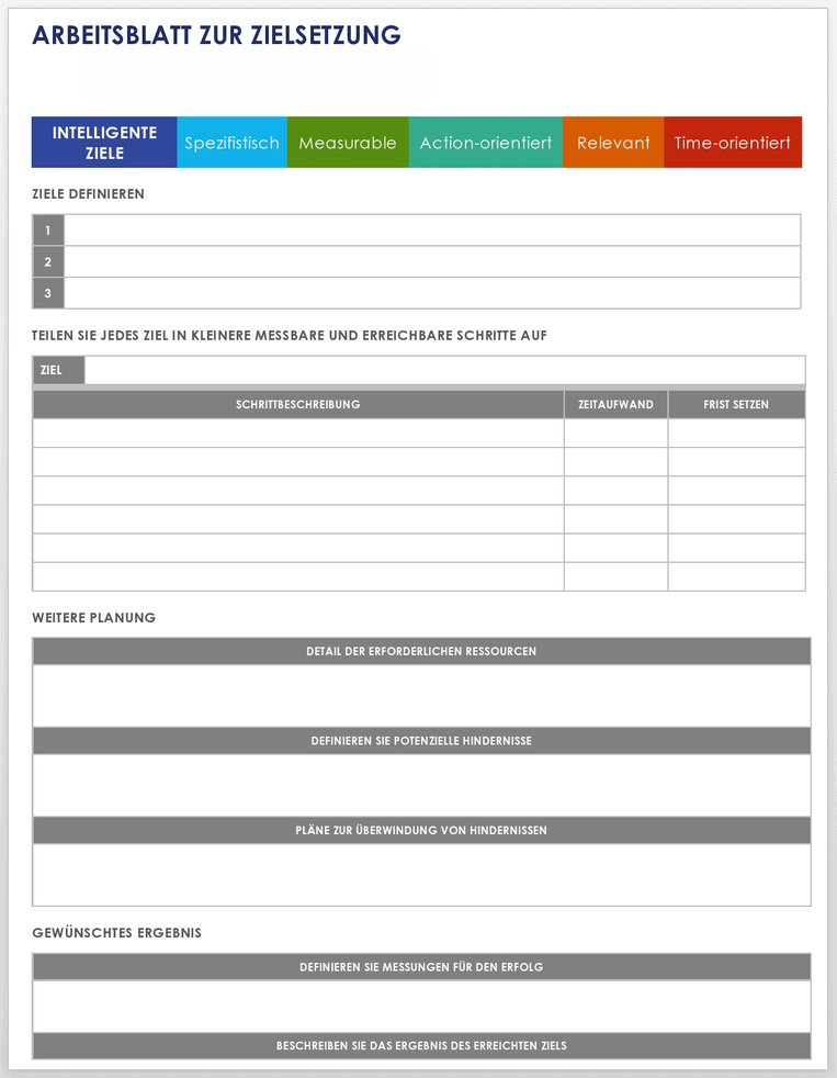 Goal Setting Worksheet - DE