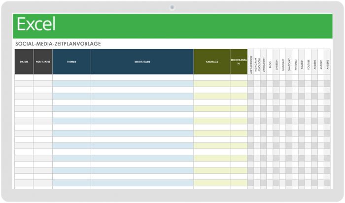 H2 Social Media Schedule Template - DE