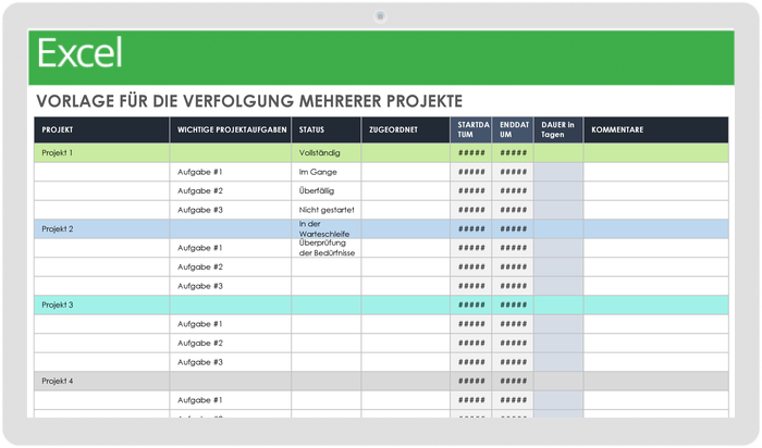 Multiple Project Tracking Template 49483 - DE