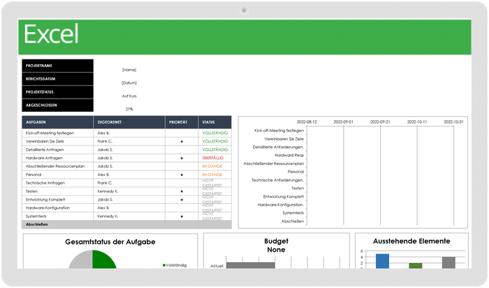 Project Management Dashboard Template 8575 - DE