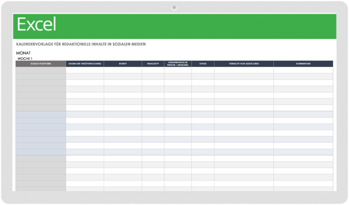 Social Media Editorial Content Calendar 49471 - DE