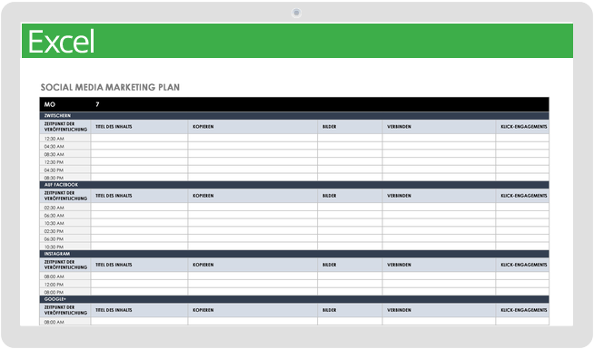Vorlage für einen Social-Media-Marketingplan