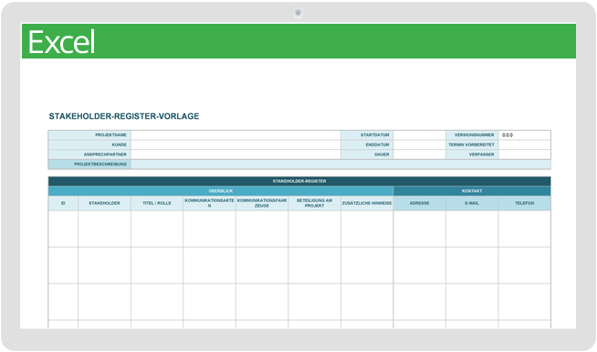 Vorlage für das Stakeholder-Register