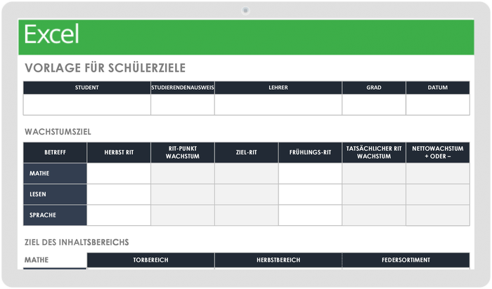  Vorlage für Schülerziele