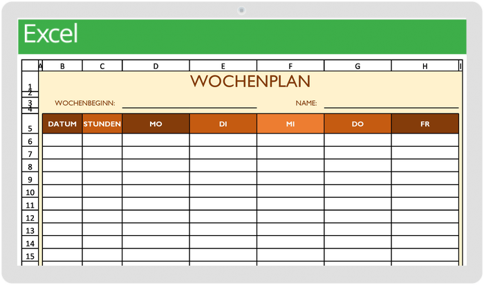 Arbeitsplan 5 Tage mit Notizenvorlage